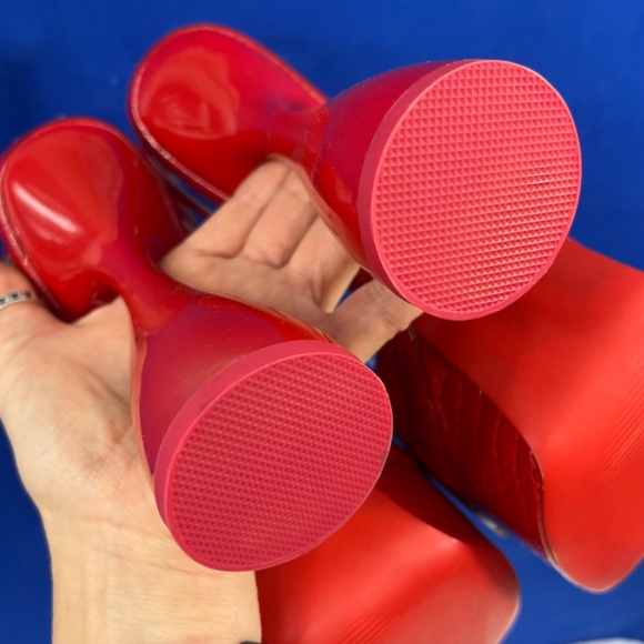 NWOT |•AZALEA WANG•| Red Croc Platform Bubble Heel Shoes Size 8 - Picture 8 of 12